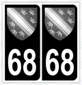 Auto - Autocollant immatriculation 68 – Blason Alsace