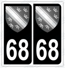 Auto - Autocollant immatriculation 68 – Blason Alsace