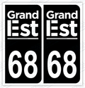 Auto - Autocollant immatriculation 68 - Grand-Est