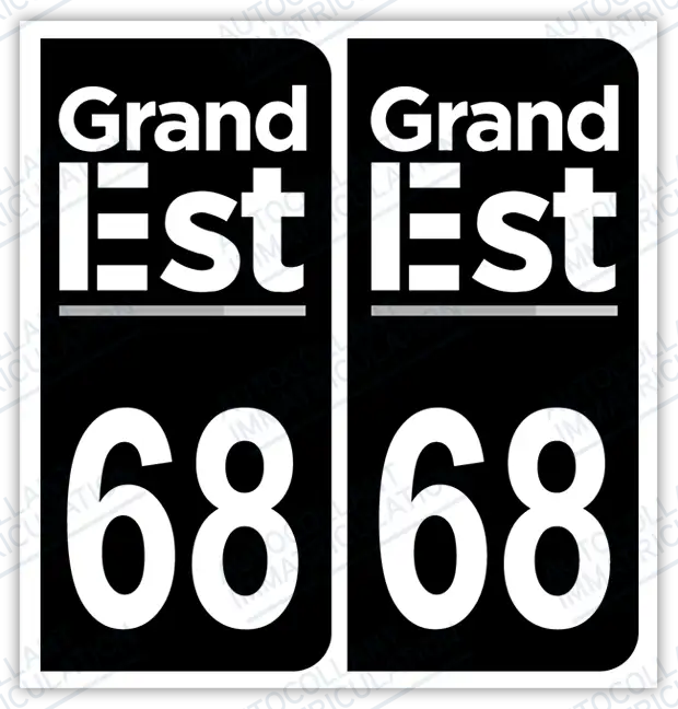 Auto - Autocollant immatriculation 68 - Grand-Est