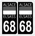 Auto - Autocollant immatriculation 68 - Rot un Wiss