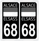 Auto - Autocollant immatriculation 68 – Grand Est