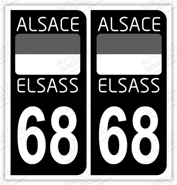 Auto - Autocollant immatriculation 68 – Grand Est