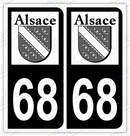 Auto - Autocollant immatriculation 68 – Alsace
