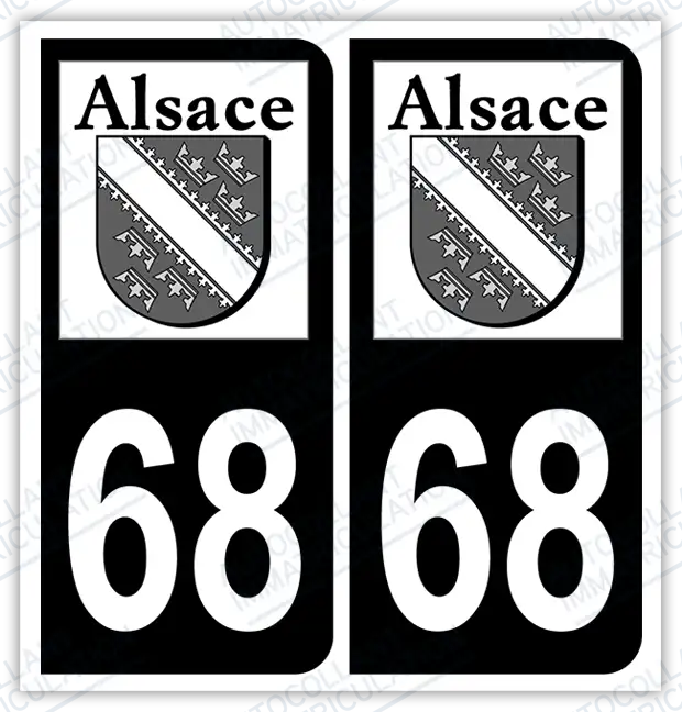 Auto - Autocollant immatriculation 68 – Alsace