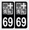 Auto - Autocollant immatriculation 69 – Blason Auvergne-Rhône-Alpes