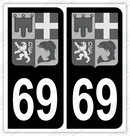 Auto - Autocollant immatriculation 69 – Blason Auvergne-Rhône-Alpes