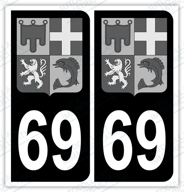 Auto - Autocollant immatriculation 69 – Blason Auvergne-Rhône-Alpes