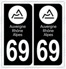Auto - Autocollant immatriculation 69 – Auvergne-Rhône-Alpes