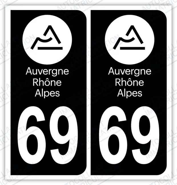 Auto - Autocollant immatriculation 69 – Auvergne-Rhône-Alpes