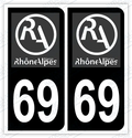 Auto - Autocollant immatriculation 69 – Rhône-Alpes