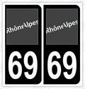 Auto - Sticker immatriculation 69 - Rhône
