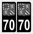 Auto - Autocollant immatriculation 70 – Blason Bourgogne Franche-Comté