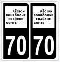 Auto - Autocollant immatriculation 70 – Blason Bourgogne-Franche-Comté