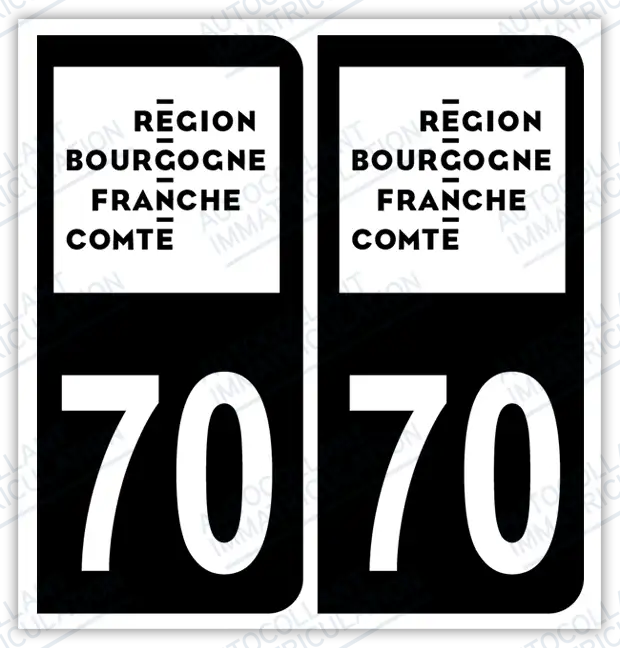 Auto - Autocollant immatriculation 70 – Blason Bourgogne-Franche-Comté