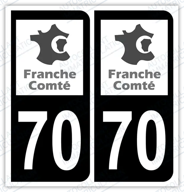 Auto - Autocollant immatriculation 70 – Haute-Saône