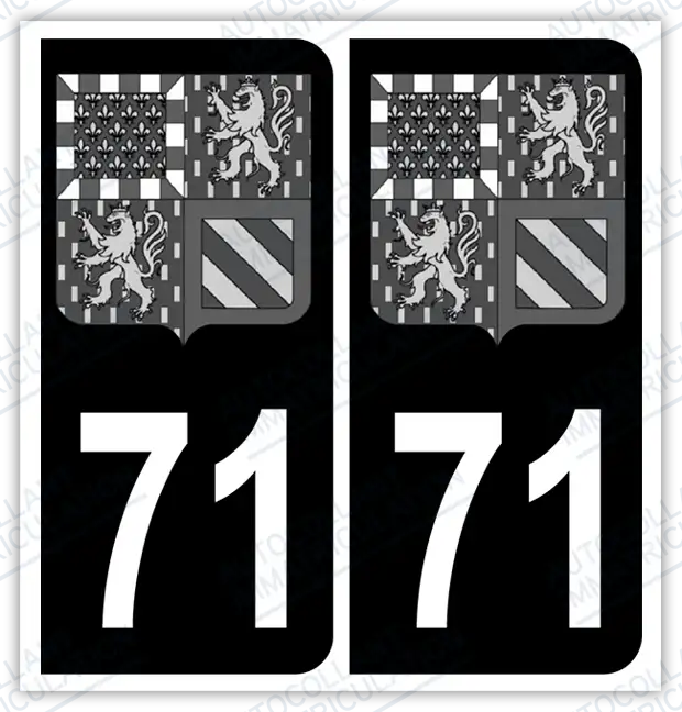 Auto - Autocollant immatriculation 71 – Blason Bourgogne-Franche-Comté