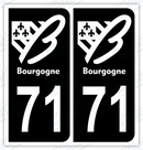 Auto - Autocollant immatriculation 71 – Bourgogne-Franche-Comté