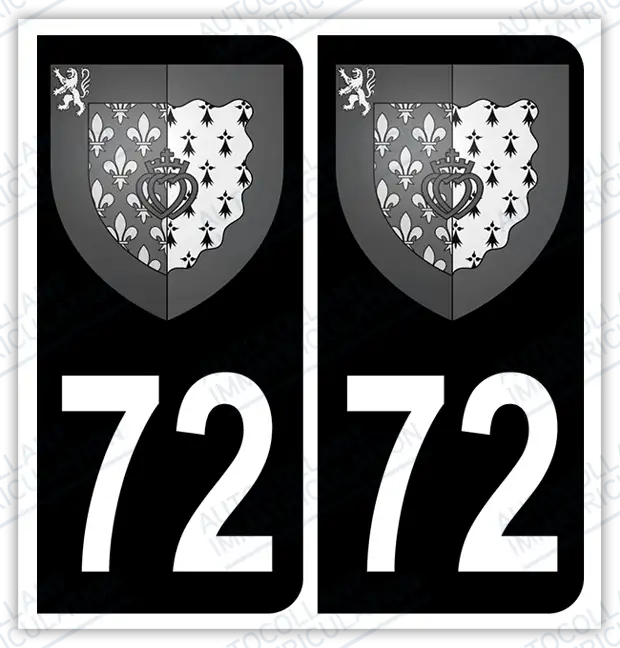 Auto - Autocollant immatriculation 72 – Blason Pays de la Loire