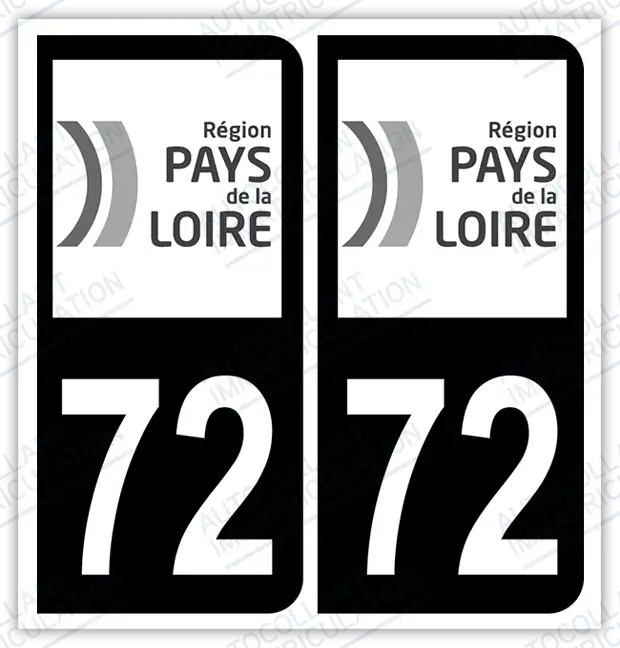 Auto - Autocollant immatriculation 72 – Pays de la Loire