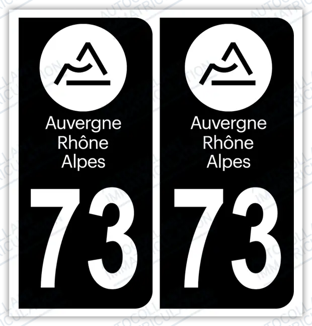 Auto - Autocollant immatriculation 73 – Auvergne-Rhône-Alpes