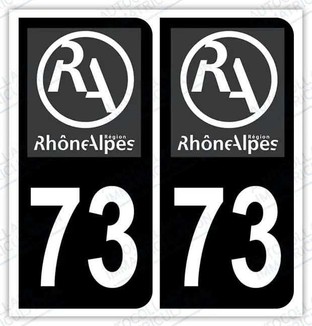 Auto - Autocollant immatriculation 73 – Rhône-Alpes
