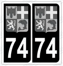 Auto - Autocollant immatriculation 74 – Blason Auvergne Rhône-Alpes