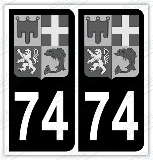 Auto - Autocollant immatriculation 74 – Blason Auvergne Rhône-Alpes