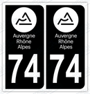 Auto - Autocollant immatriculation 74 – Auvergne-Rhône-Alpes