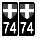 Auto - Autocollant immatriculation 74 – Blason Haute-Savoie