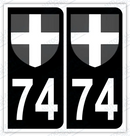 Auto - Autocollant immatriculation 74 – Blason Haute-Savoie