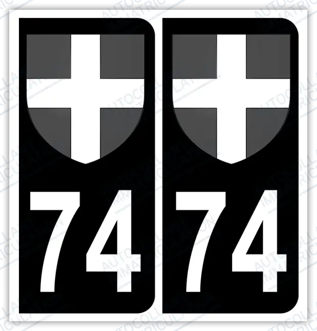 Auto - Autocollant immatriculation 74 – Blason Haute-Savoie
