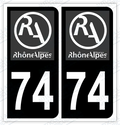 Auto - Autocollant immatriculation 74 – Rhône-Alpes