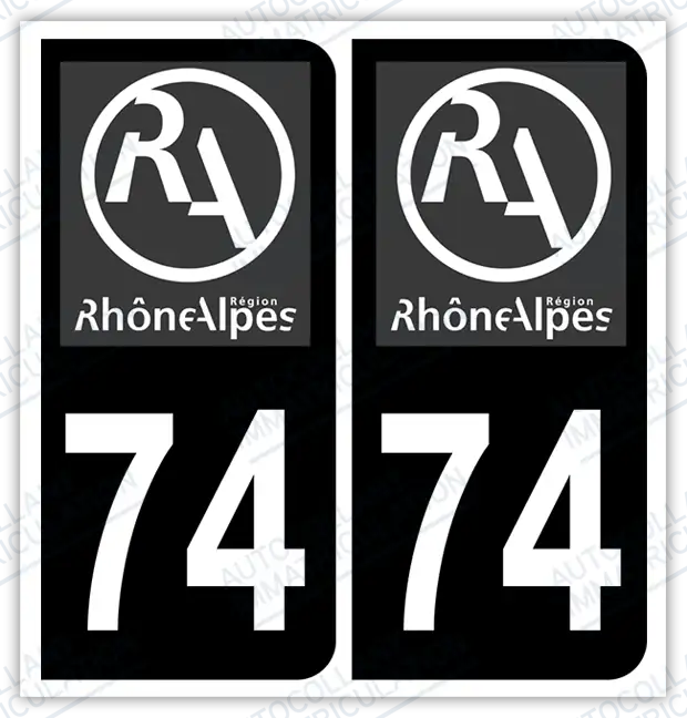 Auto - Autocollant immatriculation 74 – Rhône-Alpes
