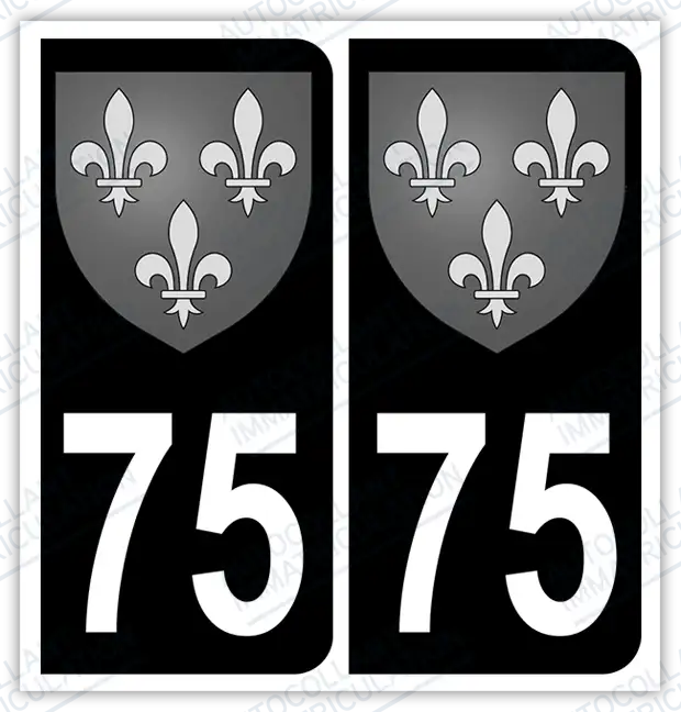 Auto - Autocollant immatriculation 75 – Blason Île-de-France