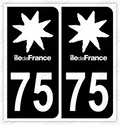 Auto - Autocollant immatriculation 75 – Île-de-France