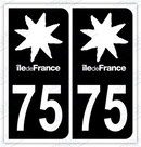 Auto - Autocollant immatriculation 75 – Île-de-France