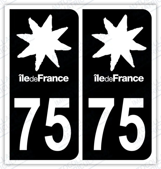 Auto - Autocollant immatriculation 75 – Île-de-France