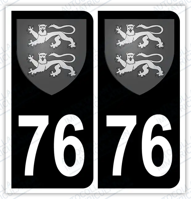 Auto - Autocollant immatriculation 76 – Blason Seine-Maritime