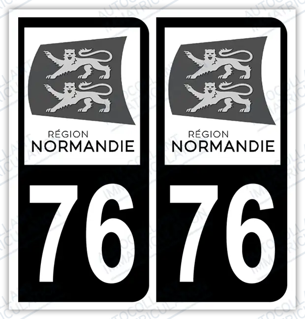 Auto - Autocollant immatriculation 76 – Normandie