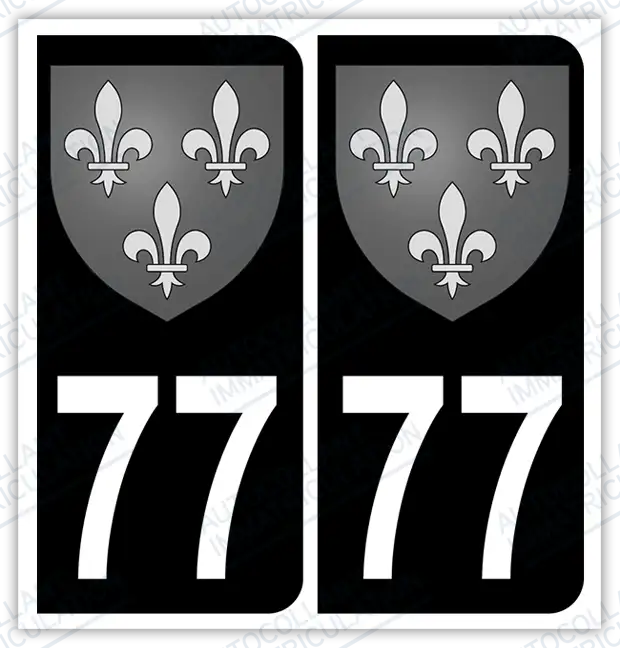 Auto - Autocollant immatriculation 77 – Blason Île-de-France