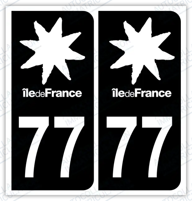 Auto - Autocollant immatriculation 77 – Seine-et-Marne