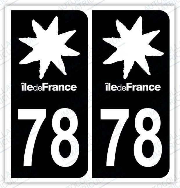 Auto - Autocollant immatriculation 78 – Île-de-France