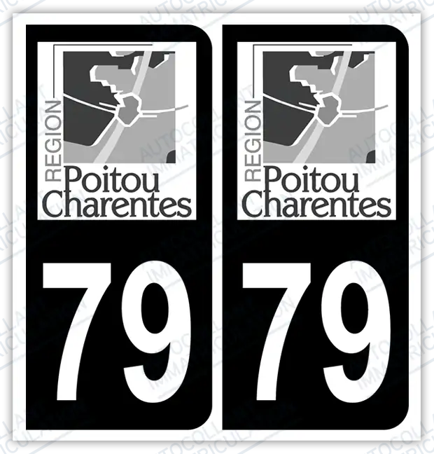 Auto - Autocollant immatriculation 79 – Poitou-Charentes