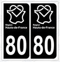 Auto - Autocollant immatriculation 80 - Nouvelle région Hauts-de-France