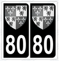Auto - Autocollant immatriculation 80 – Blason Picardie