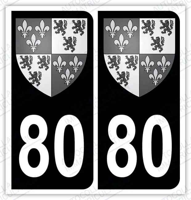 Auto - Autocollant immatriculation 80 – Blason Picardie