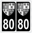 Auto - Autocollant immatriculation 80 – Blason Picardie