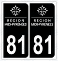 Auto - Autocollant immatriculation 81 – Midi-Pyrénées