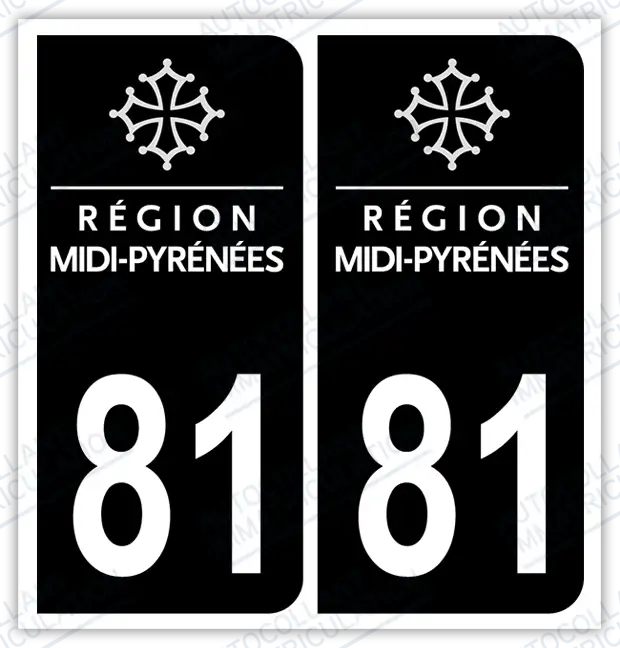 Auto - Autocollant immatriculation 81 – Midi-Pyrénées